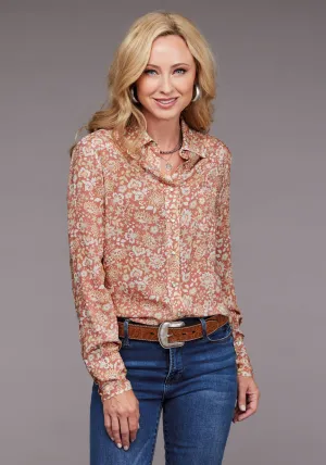 Stetson Womens 2100 Sunset Floral Pink 100% Rayon L/S Blouse Sleek Style Stetson Womens 2100 Sunset Floral Pink 100% Rayon L/S Blouse Lounge Comfort