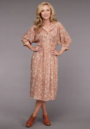 Stetson Womens 2100 Sunset Floral Pink 100% Rayon L/S Dress Adaptive Form Minimalist Rainy Day Vintage Lover Stetson Womens 2100 Sunset Floral Pink 100% Rayon L/S Dress