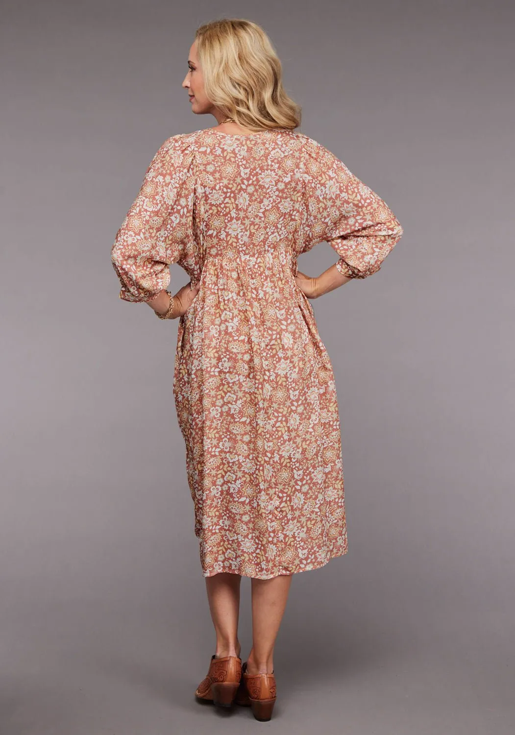 Stetson Womens 2100 Sunset Floral Pink 100% Rayon L/S Dress Comfy Streetwear Fan Music Event Winter Warmth Minimalist