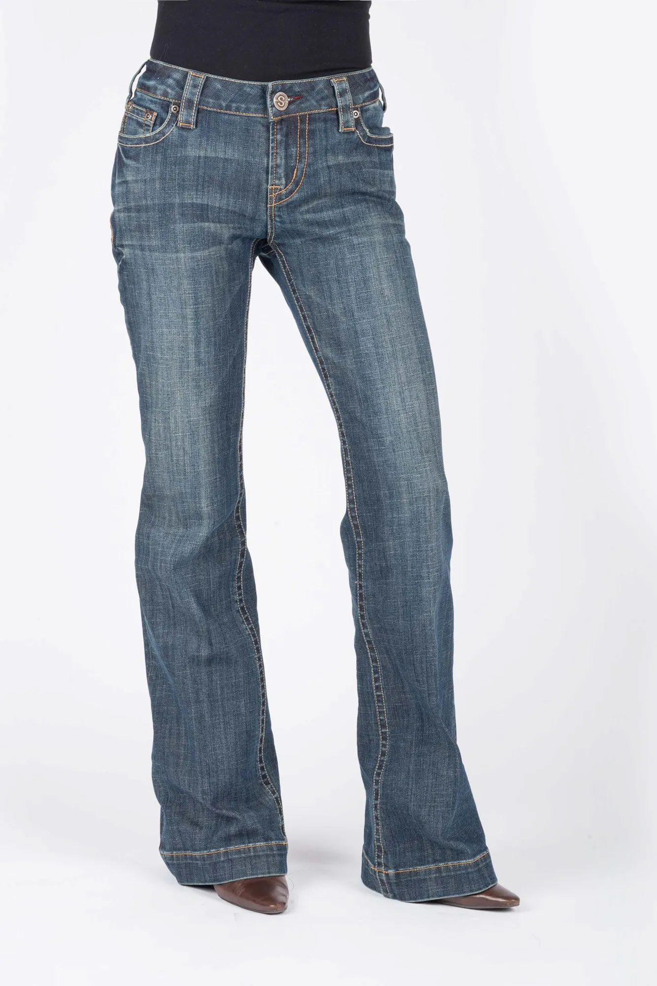Stetson Womens 214 City Stitched Circle Blue Cotton Blend Jeans Soft Date Night Street Fashion Matching Basic
