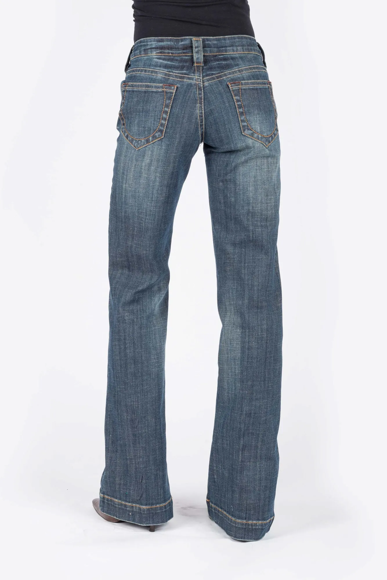 High Waist Stetson Womens 214 City Stitched Circle Blue Cotton Blend Jeans