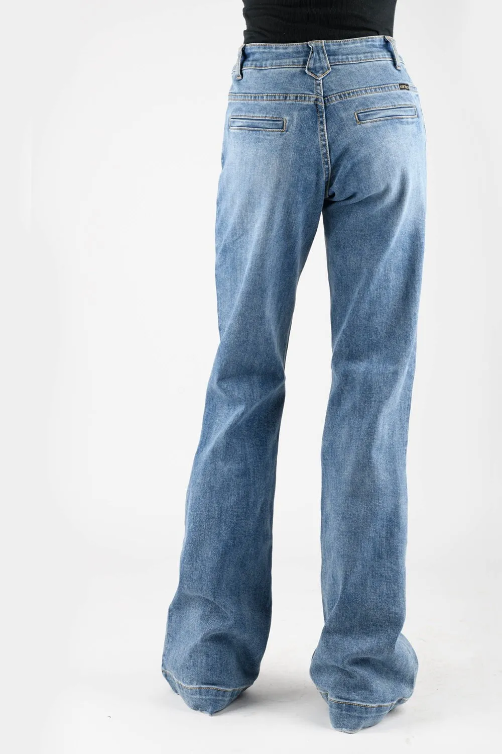 Spring Mood Slim All Time Basic Stetson Womens 214 Trouser Back Welt Blue Cotton Blend Jeans