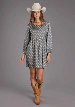 Stetson Womens 2440 Horse Pennies Grey 100% Rayon L/S Dress Tailored Silhouette Contemporary Look Streetwear Fan Beach Day Stetson Womens 2440 Horse Pennies Grey 100% Rayon L/S Dress