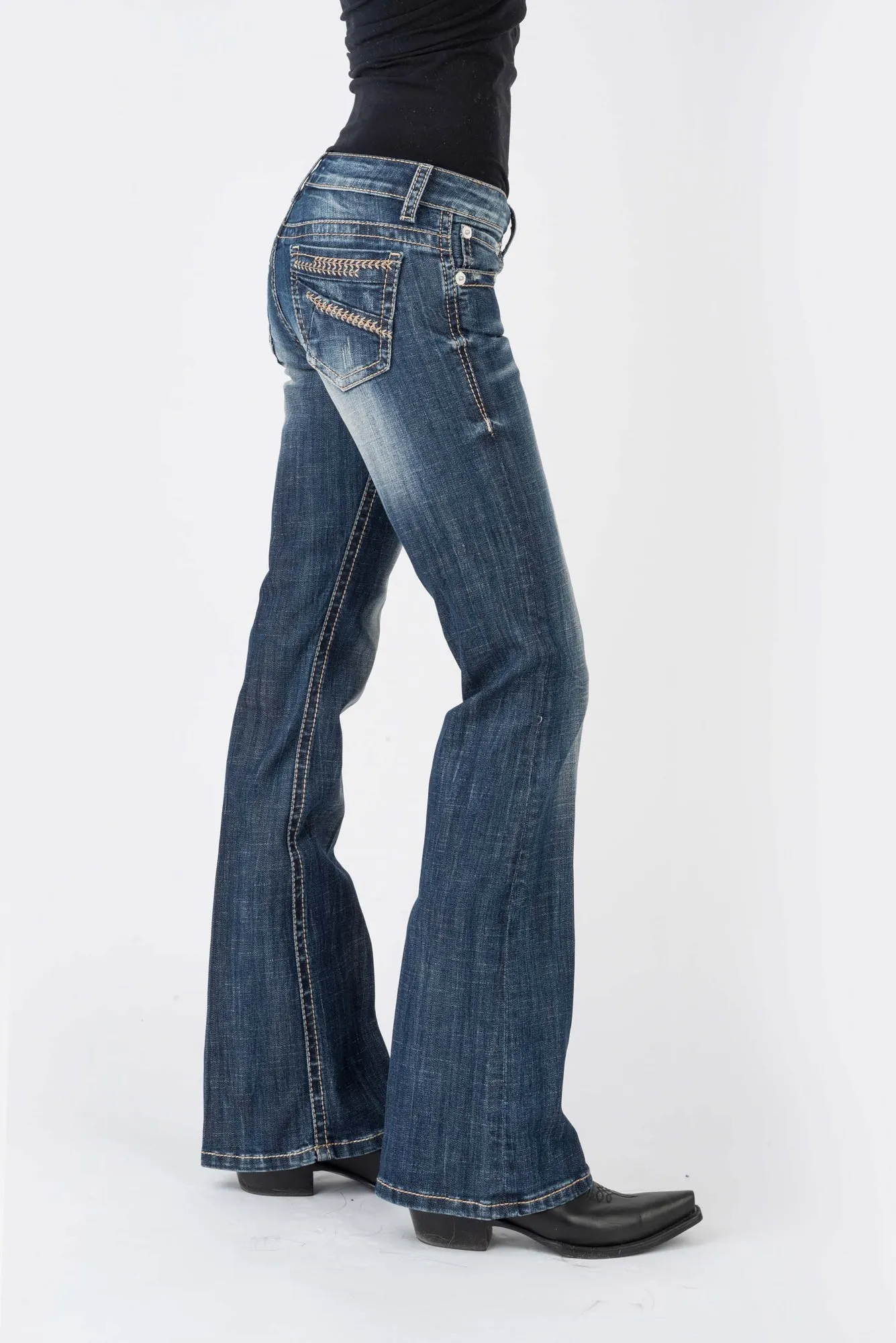Workwear Ready Outfit Formula Stetson Womens 816 Classic Plain Pocket Blue Cotton Blend Jeans