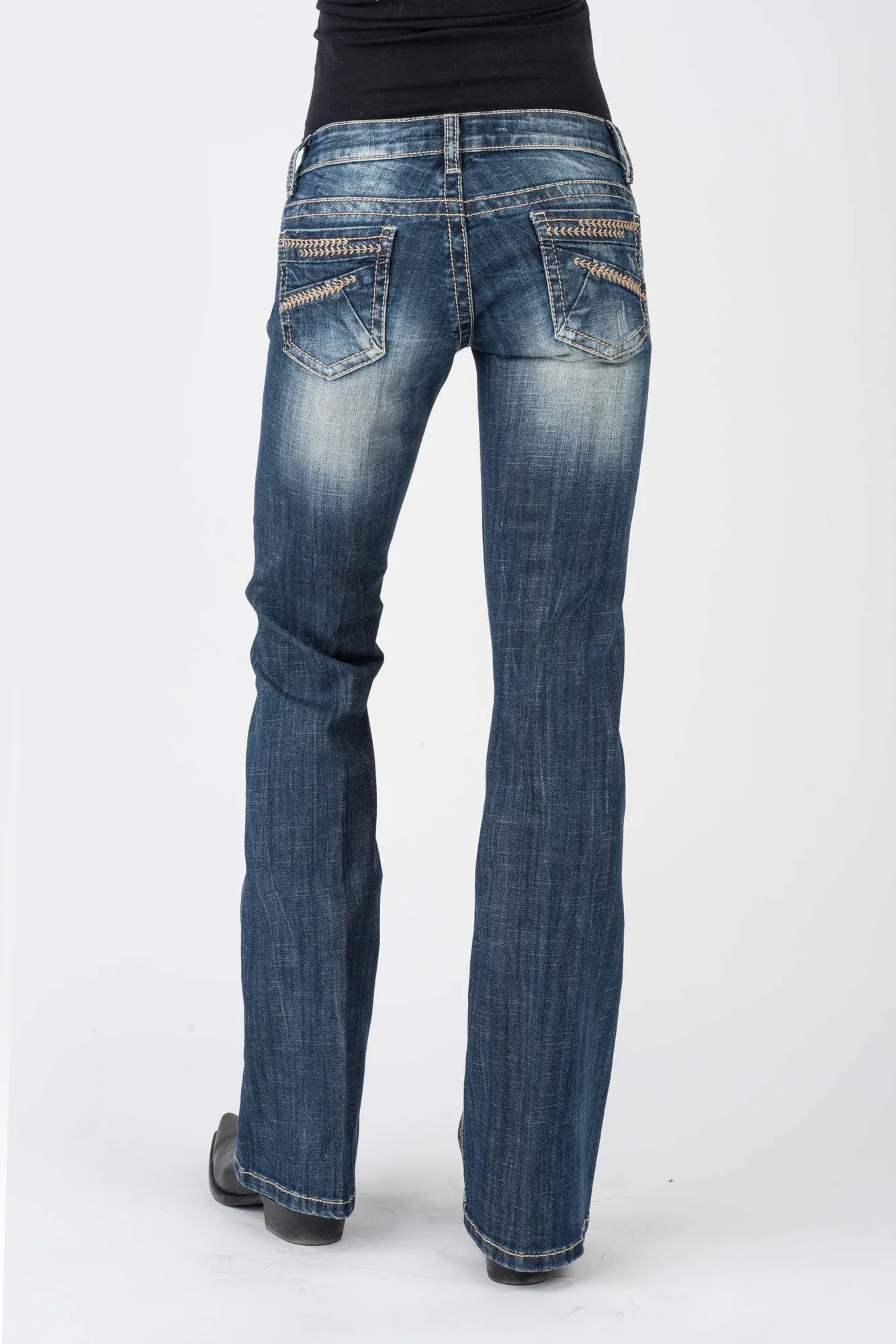 Stetson Womens 816 Classic Plain Pocket Blue Cotton Blend Jeans Comfortable Silhouette