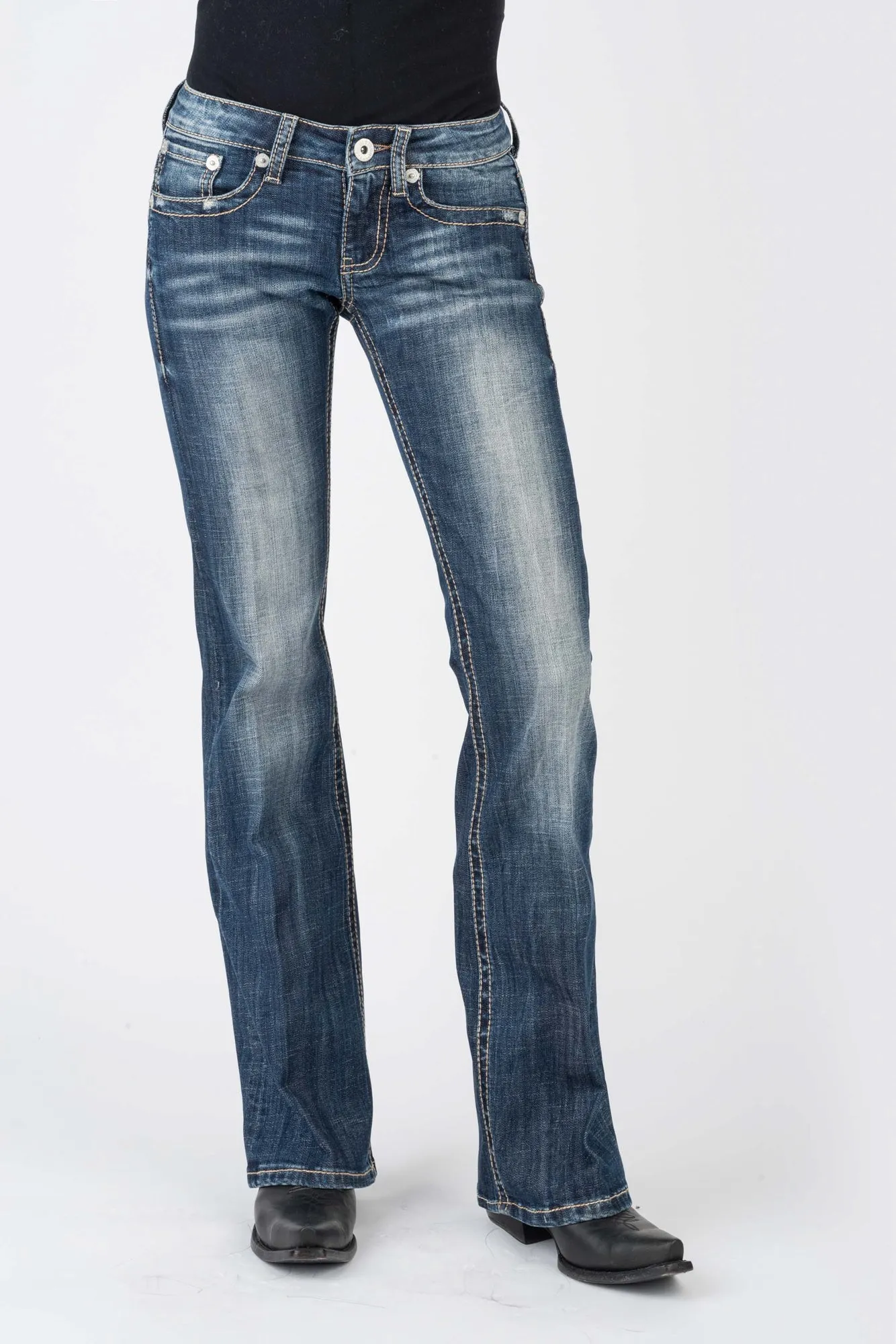 Office Wear Couple Look Work Ready Stetson Womens 816 Classic Plain Pocket Blue Cotton Blend Jeans