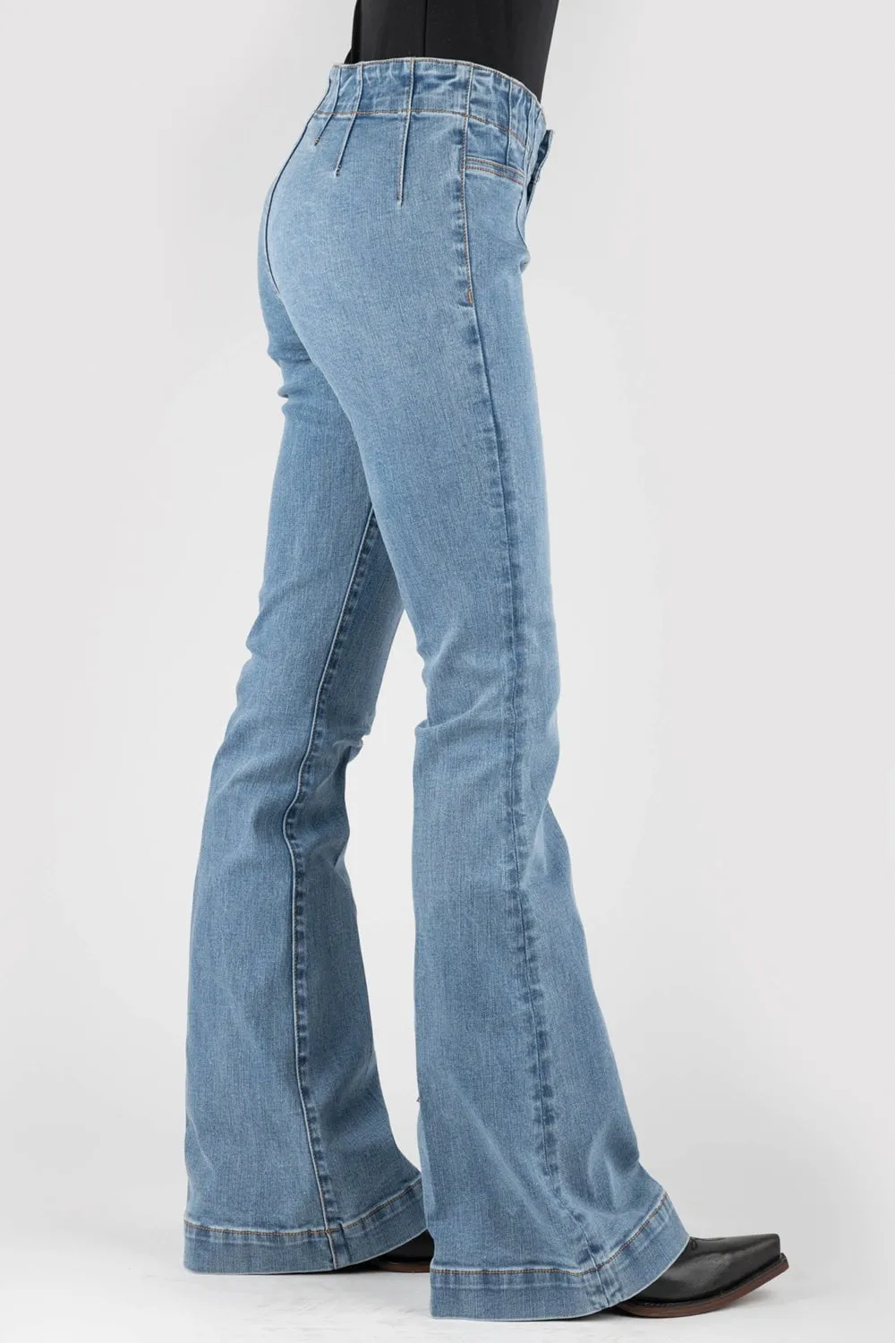 Stetson Womens 921 High Waist Darts Blue Cotton Blend Jeans Anti Sagging Technology