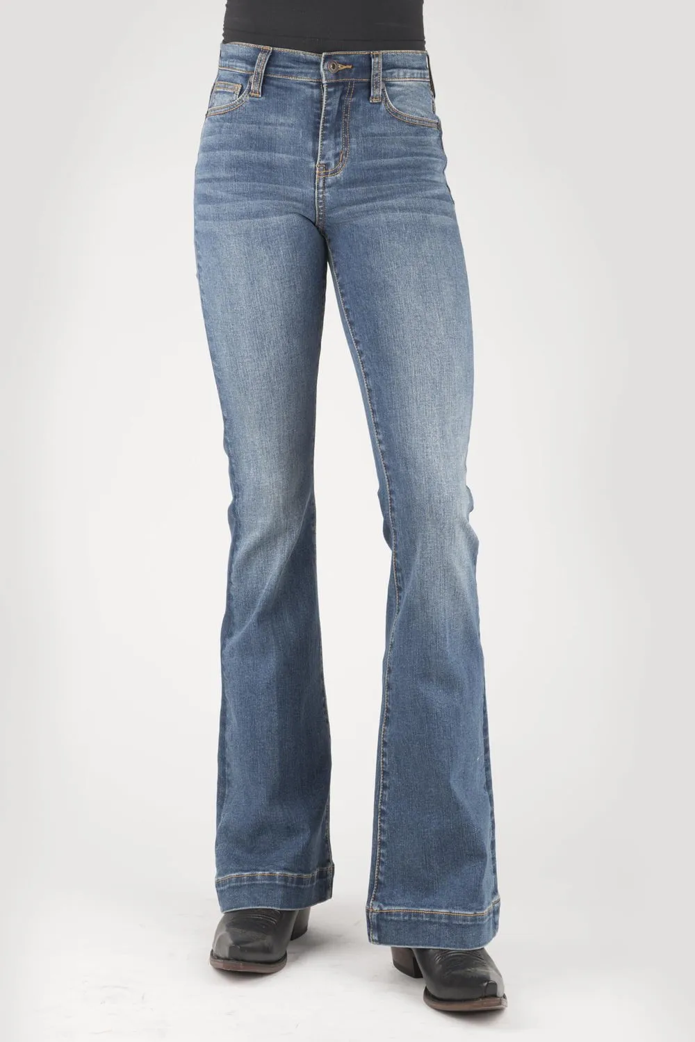Casual Style Stetson Womens 921 High Waist Plain Back Blue Cotton Blend Jeans