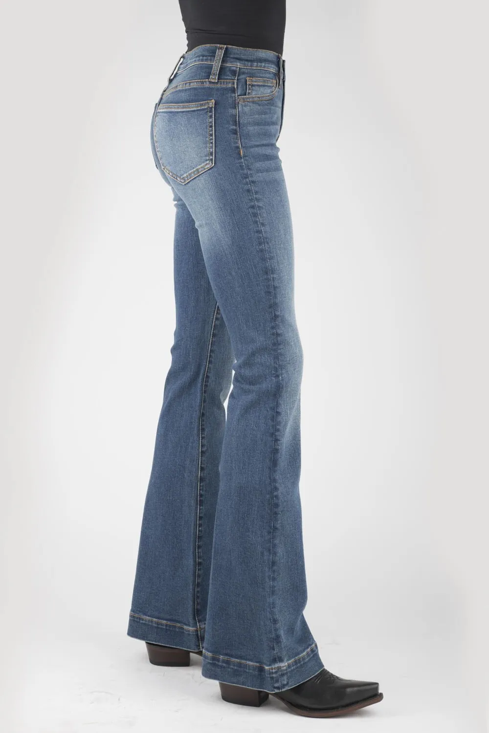 Streetwear Fan Family Style Stetson Womens 921 High Waist Plain Back Blue Cotton Blend Jeans