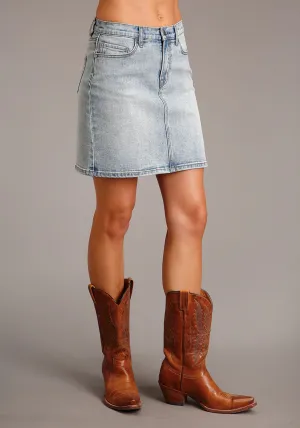 Stetson Womens Above the Knee Denim Blue Cotton Blend Skirt Vintage Look City Walk Smart Casual Stetson Womens Above the Knee Denim Blue Cotton Blend Skirt