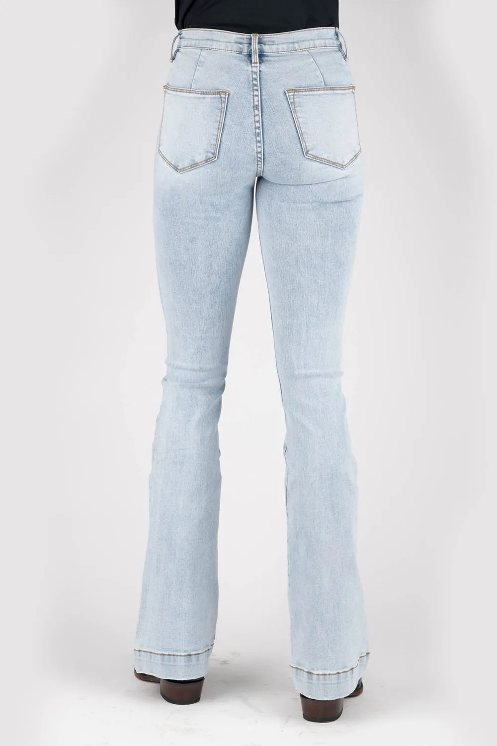 Stetson Womens Acid Wash Cotton Blend Plain Back Jeans Slim Design Smooth Picnic Style