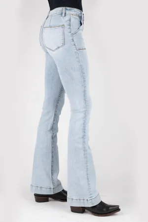 Stetson Womens Acid Wash Cotton Blend Plain Back Jeans Chic Shape Gym Ready Slim Teen Outfit clean look Stetson Womens Acid Wash Cotton Blend Plain Back Jeans