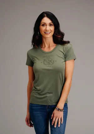 Stetson Womens Army Green Poly/Rayon Eagle Crest S/S T-Shirt Durable Comfort Ultra Soft Interior Stetson Womens Army Green Poly/Rayon Eagle Crest S/S T-Shirt