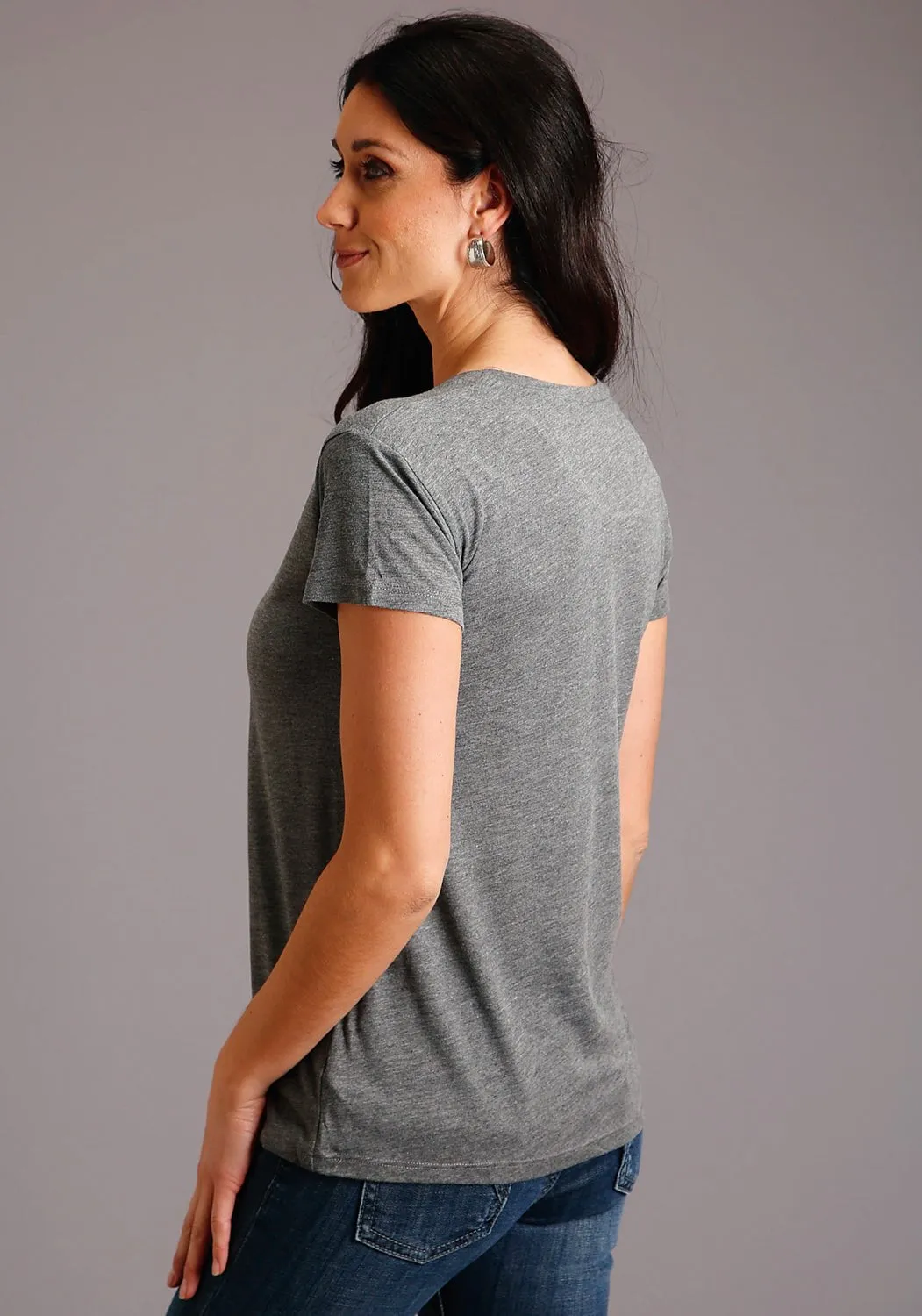 comfortable option Stetson Womens Ash Heather Poly/Rayon Pencil Drawn S/S Cowgirl T-Shirt