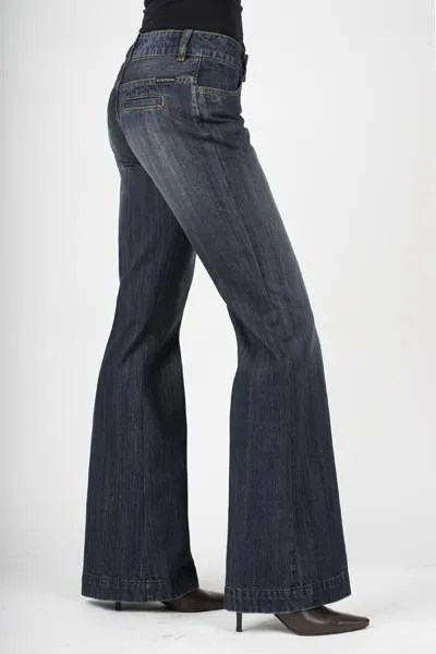 premium design Cool Silhouette Stetson Womens Blue 100% Cotton Dark Wash City Trouser Flared Blasting Jeans