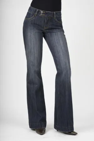 Stetson Womens Blue 100% Cotton Dark Wash City Trouser Flared Blasting Jeans Low Profile Stylish Touch Quick Drying Fabric Stetson Womens Blue 100% Cotton Dark Wash City Trouser Flared Blasting Jeans