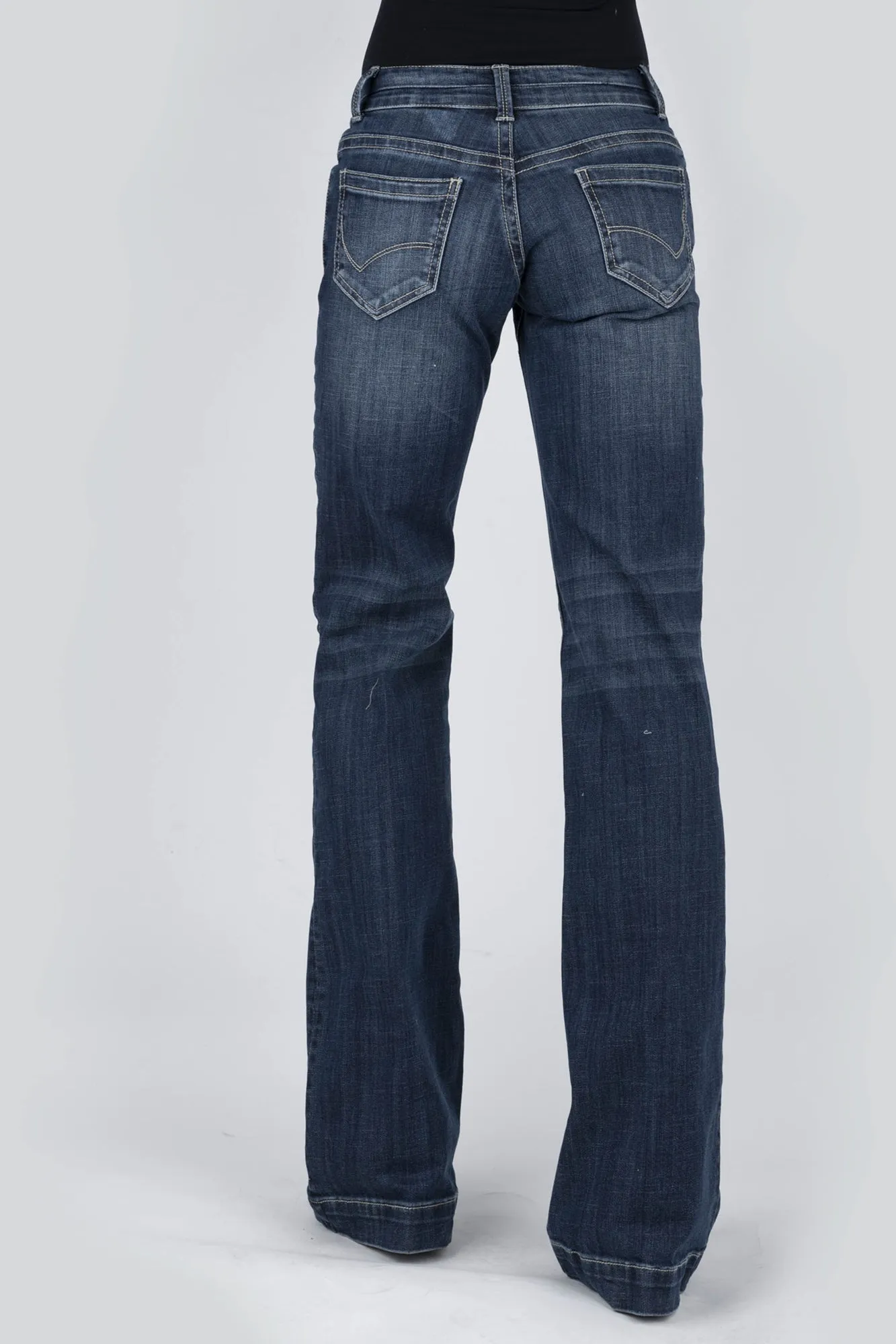 Stetson Womens Blue Cotton Blend 214 Reverse Check Deco Jeans Couple Look Modern Adjustable Belt Loops