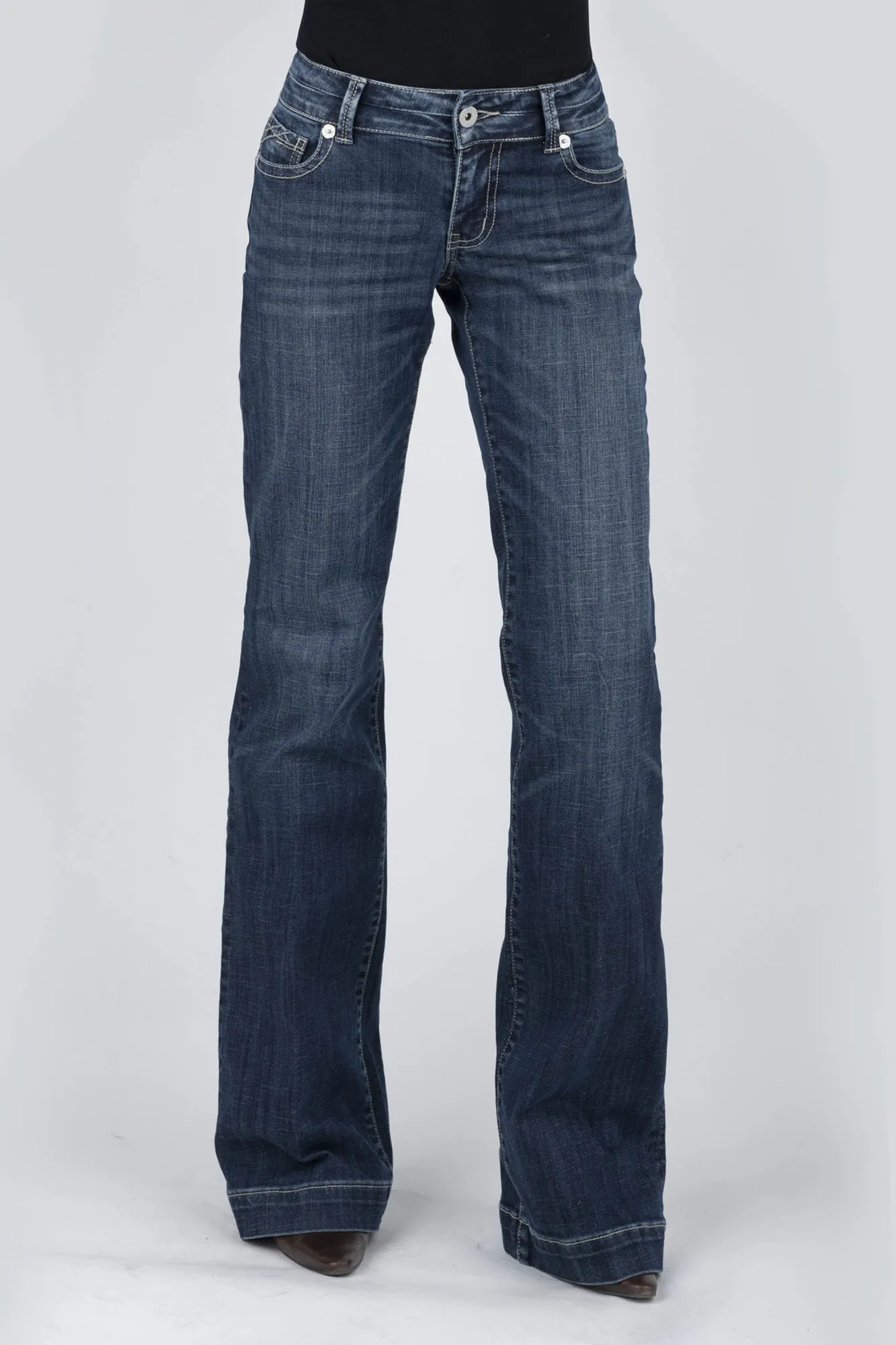 Clean Outfit Stetson Womens Blue Cotton Blend 214 Reverse Check Deco Jeans