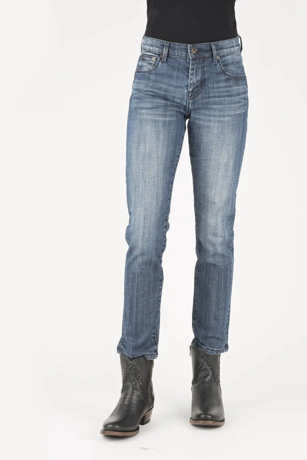 Stetson Womens Blue Cotton Blend 612 Boyfriend S Jeans Minimalist Pocket Layout