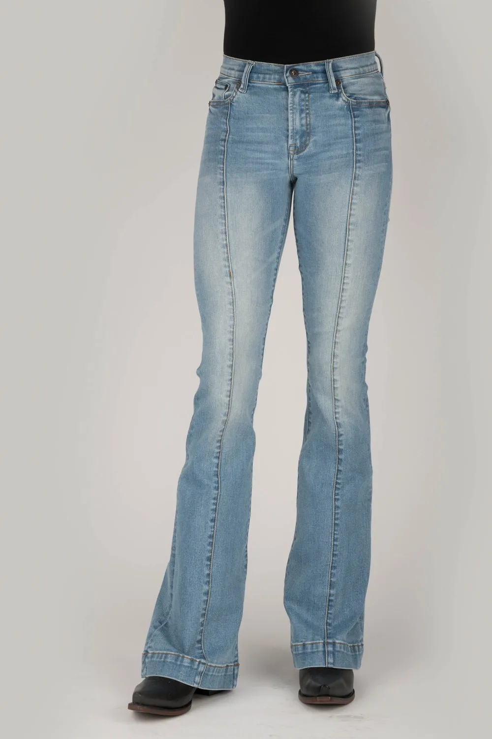 Stetson Womens Blue Cotton Blend 921 High Waist Flare Jeans Winter Warmth Professional Wear