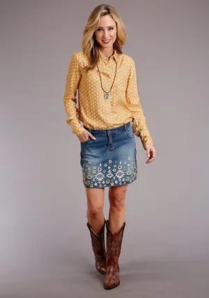 Stetson Womens Blue Cotton Blend Aztec Floral Stitch Skirt Fit Basics Leisure Ready Stetson Womens Blue Cotton Blend Aztec Floral Stitch Skirt