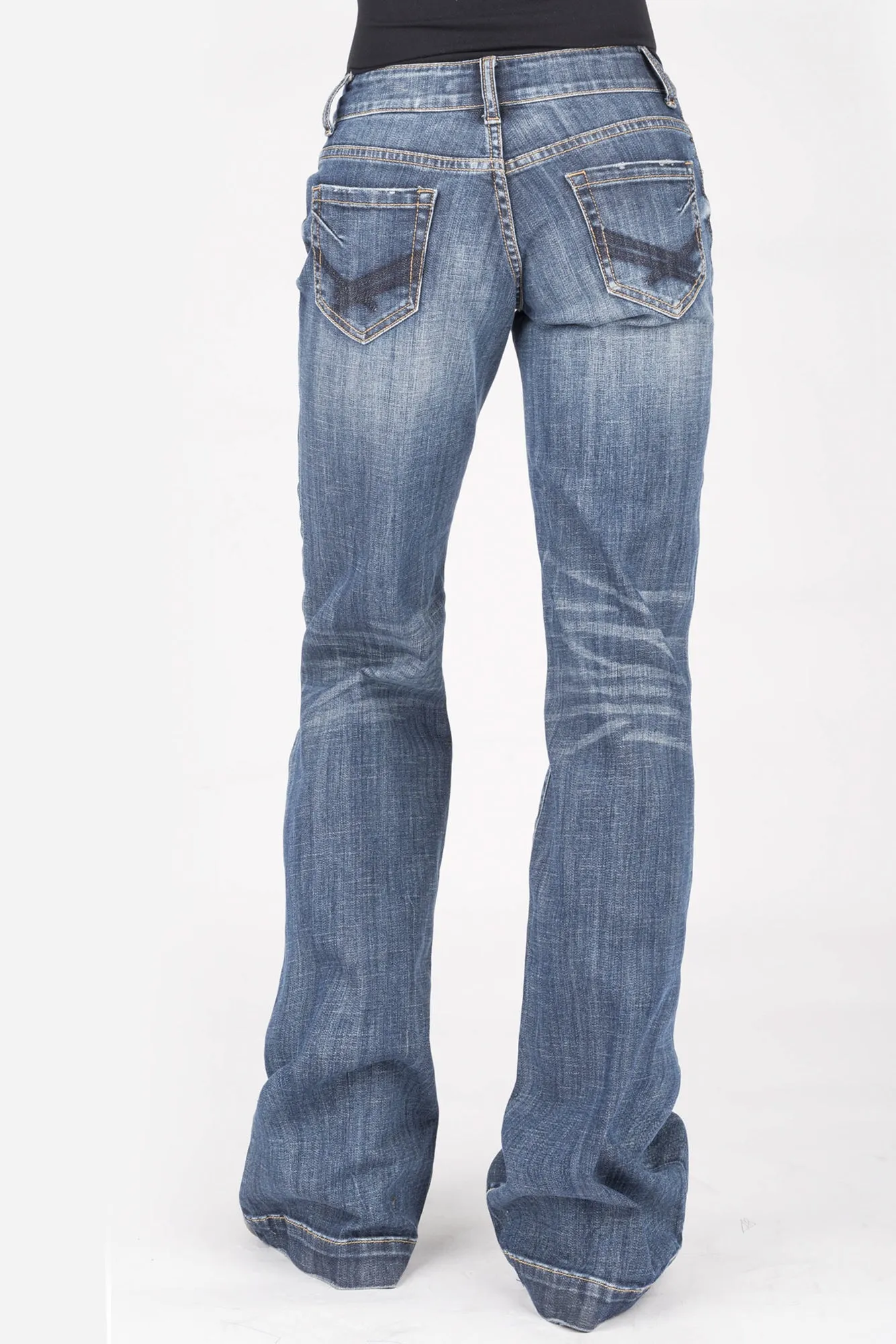 Stetson Womens Blue Cotton Blend Heavy Thread Jeans Lifestyle Fit Weekend Wear