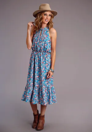 Stetson Womens Blue Multi Polyester Mid-Calf Floral S/L Dress Premium Statement Any Time Wear Stylish Choice Stetson Womens Blue Multi Polyester Mid-Calf Floral S/L Dress