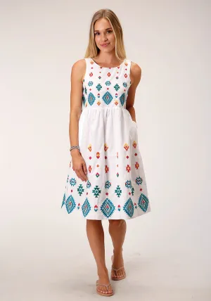 Stetson Womens Bright Schiffli White 100% Cotton S/L Dress Comfortable Silhouette Stetson Womens Bright Schiffli White 100% Cotton S/L Dress Casual Comfort Party Look Modern Minimalist