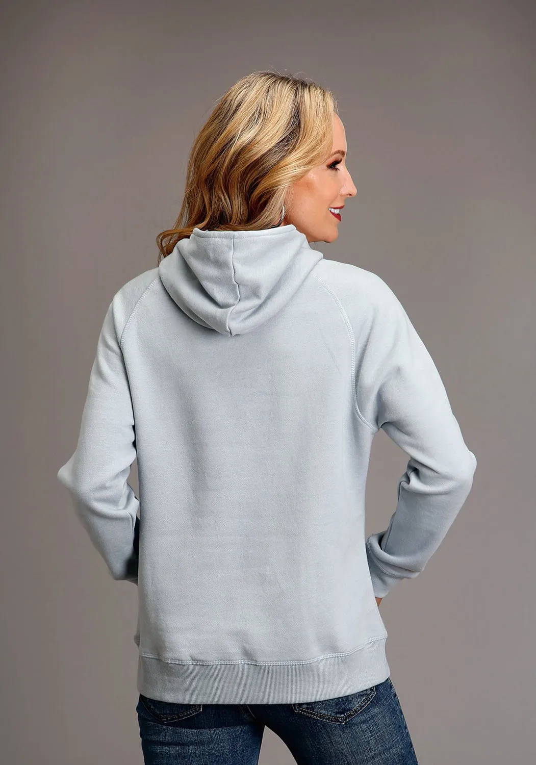 Stetson Womens Bronc Rider Blue Fog Cotton Blend Hoodie Winter Fashion Essential Wear