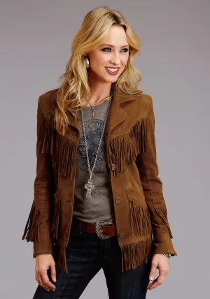 Stetson Womens Brown Leather Lamb Suede Fringe Jacket Versatile Energy Stetson Womens Brown Leather Lamb Suede Fringe Jacket Classic Casual City Walk Casual Friday