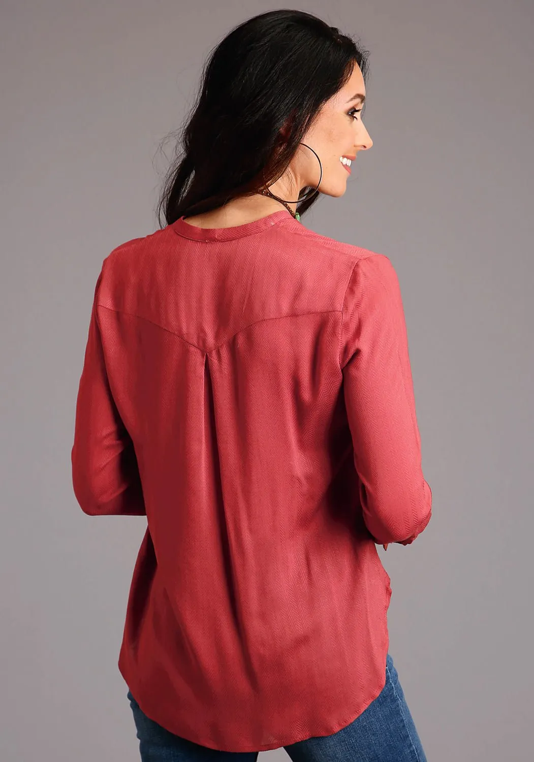 No Gap Waist Winter Warmth Outdoor Adventure Stetson Womens Cinnamon Rayon/Nylon Herringbone L/S Blouse