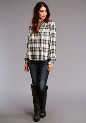 Stetson Womens Cream Rayon/Nylon Ash Plaid L/S Blouse Classic Design Stetson Womens Cream Rayon/Nylon Ash Plaid L/S Blouse Simple clothing Ever Versatile