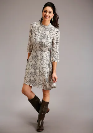 Stetson Womens Cream/Black Rayon/Nylon Snake Skin Print S/S Dress Relaxed Fit Design Stetson Womens Cream/Black Rayon/Nylon Snake Skin Print S/S Dress Shrink Resistant Denim