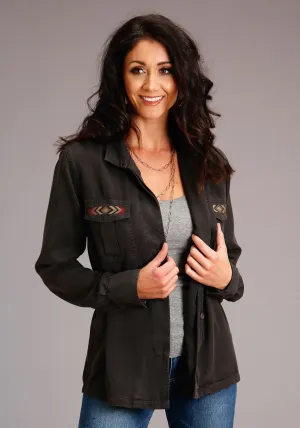 Stetson Womens Dark Charcoal Denim Button Front Jacket Relaxed Comfort Style City Walk Casual Friday Stetson Womens Dark Charcoal Denim Button Front Jacket