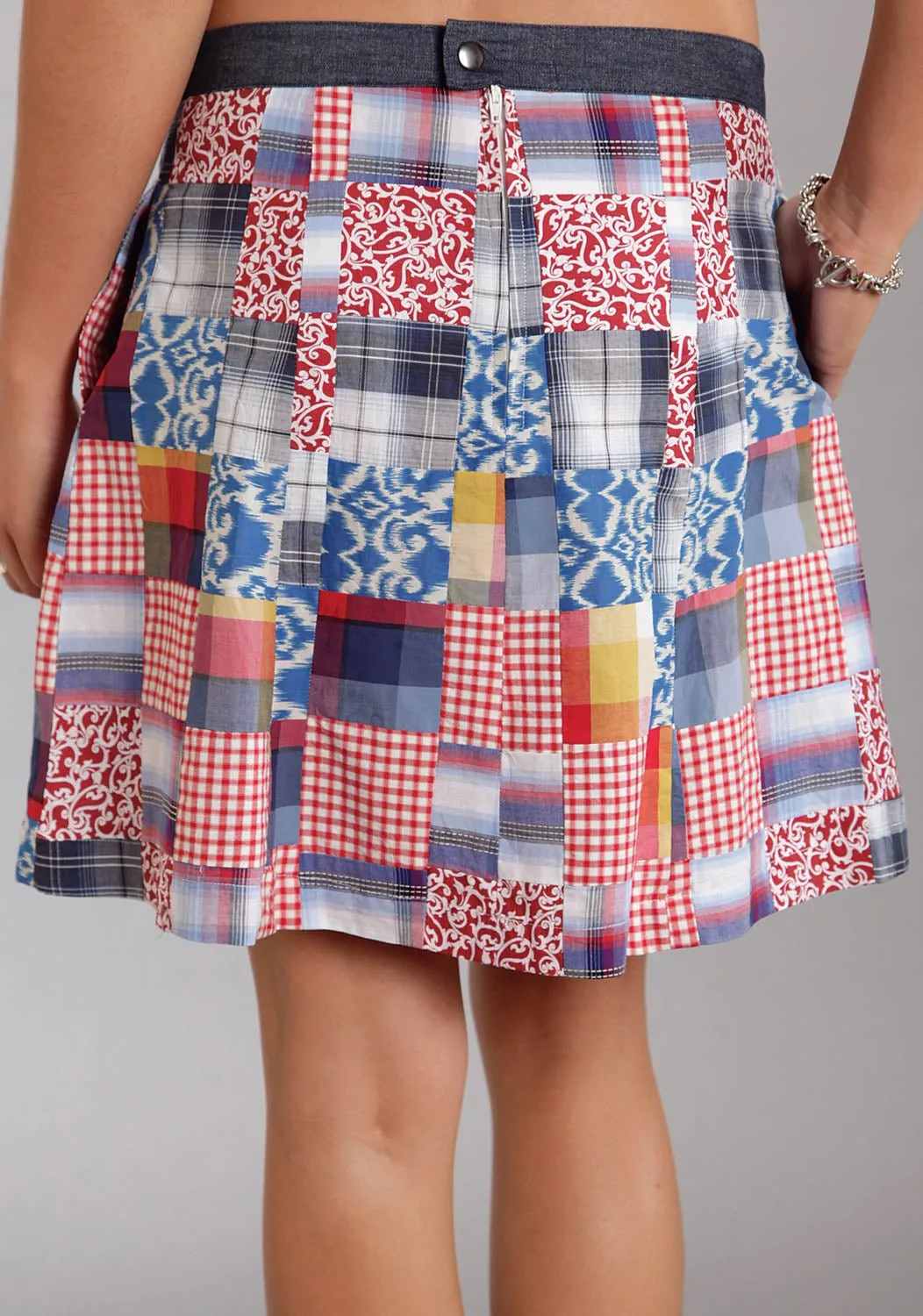 Stetson Womens Darling Patchwork Multi-Color 100% Cotton Skirt Effortless Choice Lightweight Earthy Nature Lover