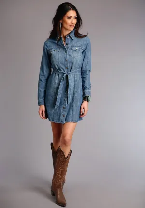 Stetson Womens Denim 100% Cotton Lightweight Button L/S Dress Premium Flair Sanded Seam Comfort Stetson Womens Denim 100% Cotton Lightweight Button L/S Dress
