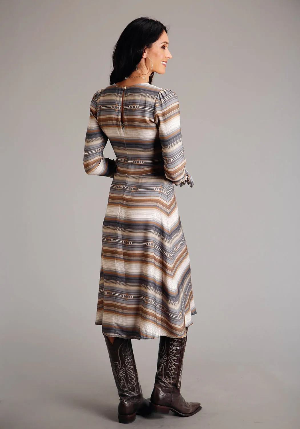 Laidback Style Grab And Go Stetson Womens Desert Serape Brown 100% Rayon L/S Dress
