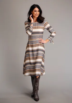 Stetson Womens Desert Serape Brown 100% Rayon L/S Dress Frictionless Inner Anytime Wear Stetson Womens Desert Serape Brown 100% Rayon L/S Dress