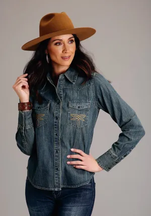 Stetson Womens Dirty Boyfriend Fit Blue Denim 100% Cotton L/S Shirt Versatile Option Stetson Womens Dirty Boyfriend Fit Blue Denim 100% Cotton L/S Shirt Unisex style Practical Choice