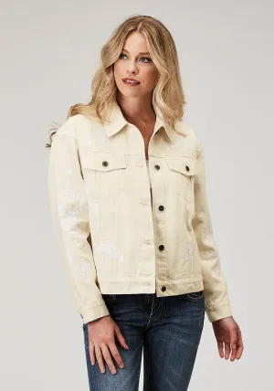 Stetson Womens Floral Embroidered Cream 100% Cotton Jacket Flexible Denim City Walk Weekend Warrior Outdoor Adventure Earthy Stetson Womens Floral Embroidered Cream 100% Cotton Jacket