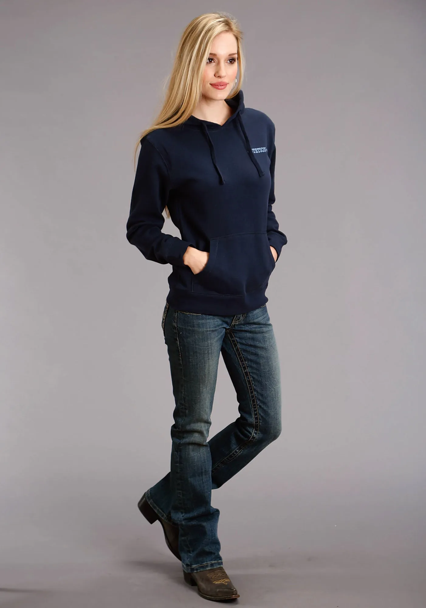 Everyday Vibrant Stetson Womens Hankerchief Print Navy Cotton Blend Hoodie