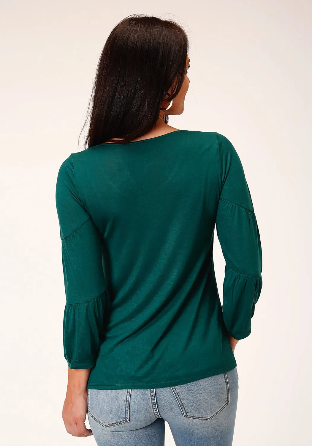 Stetson Womens Jade Scoop Jade 60% Polyester/40% Rayon 3/4 Sleeve S/S Blouse Timeless Classic