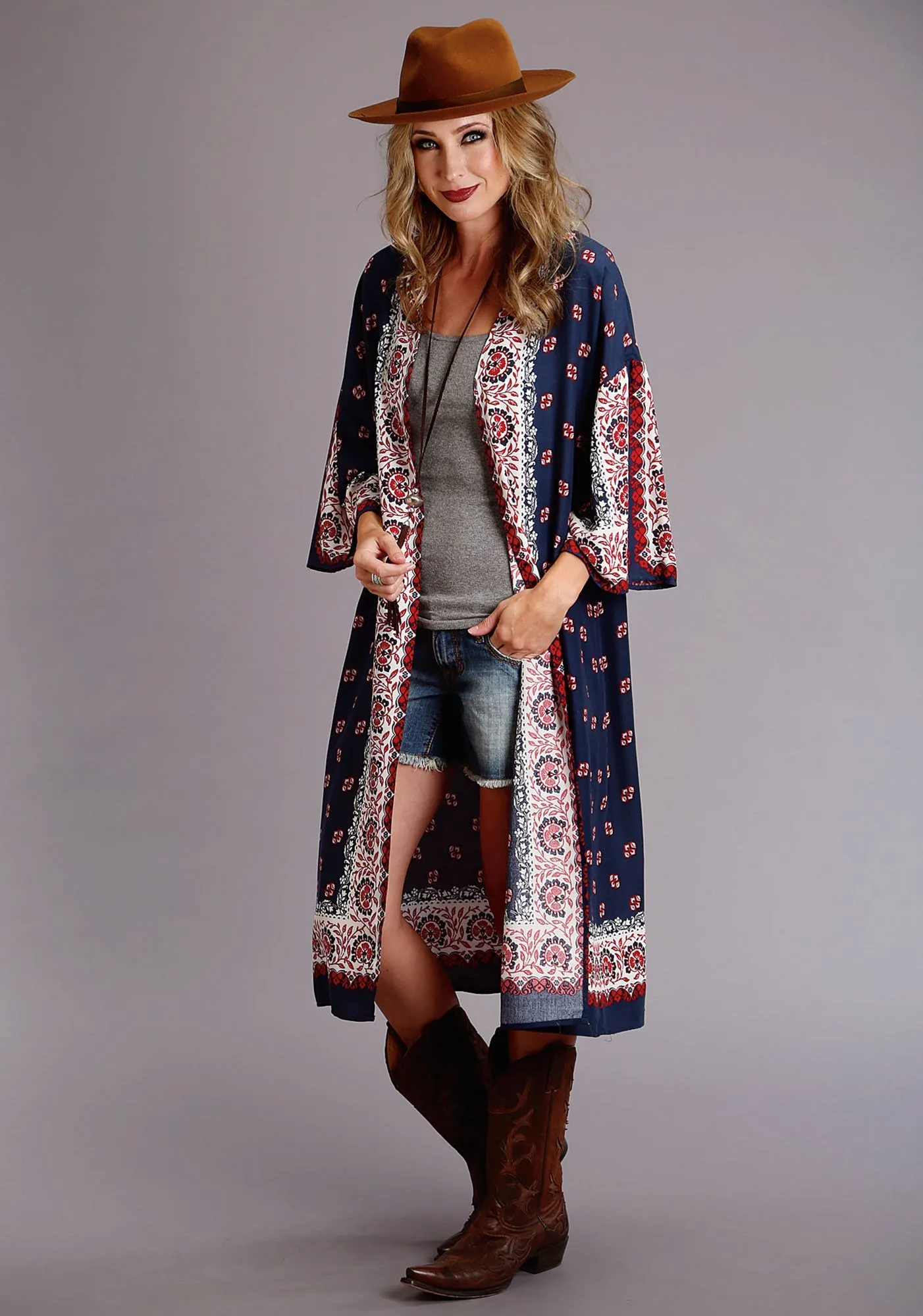 Stetson Womens Multi-Color Rayon/Nylon Bandana Kimono Cardigan Perfect for All