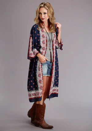 Stetson Womens Multi-Color Rayon/Nylon Bandana Kimono Cardigan Low Maintenance Fabric Stetson Womens Multi-Color Rayon/Nylon Bandana Kimono Cardigan Sustainable Denim Production Winter Warmth Professional Wear