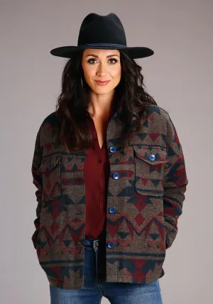 Stetson Womens Navy Multi Wool Blend Aztec Button Jacket Fit Daily Affordable Neutral Holiday Vibes Stetson Womens Navy Multi Wool Blend Aztec Button Jacket