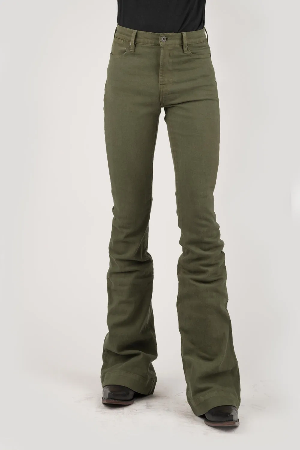 Stetson Womens Olive Green Cotton Blend 921 High Waist Jeans Affordable Beach Day