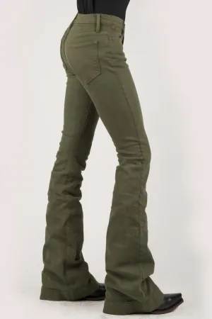 Stetson Womens Olive Green Cotton Blend 921 High Waist Jeans Basic Fit Winter Warmth Student Outfit Textured Stetson Womens Olive Green Cotton Blend 921 High Waist Jeans