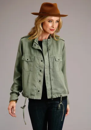 Stetson Womens Olive Green Denim Bomber Style Jacket minimalistic look Stetson Womens Olive Green Denim Bomber Style Jacket Breathable fabric technology Breathable Classic Wear Eco Friendly