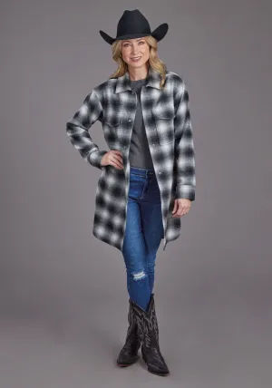 Stetson Womens Ombre Oversized Plaid Black Poly/Wool Jacket Street Edge Stetson Womens Ombre Oversized Plaid Black Poly/Wool Jacket Functional Comfort Neutral Base