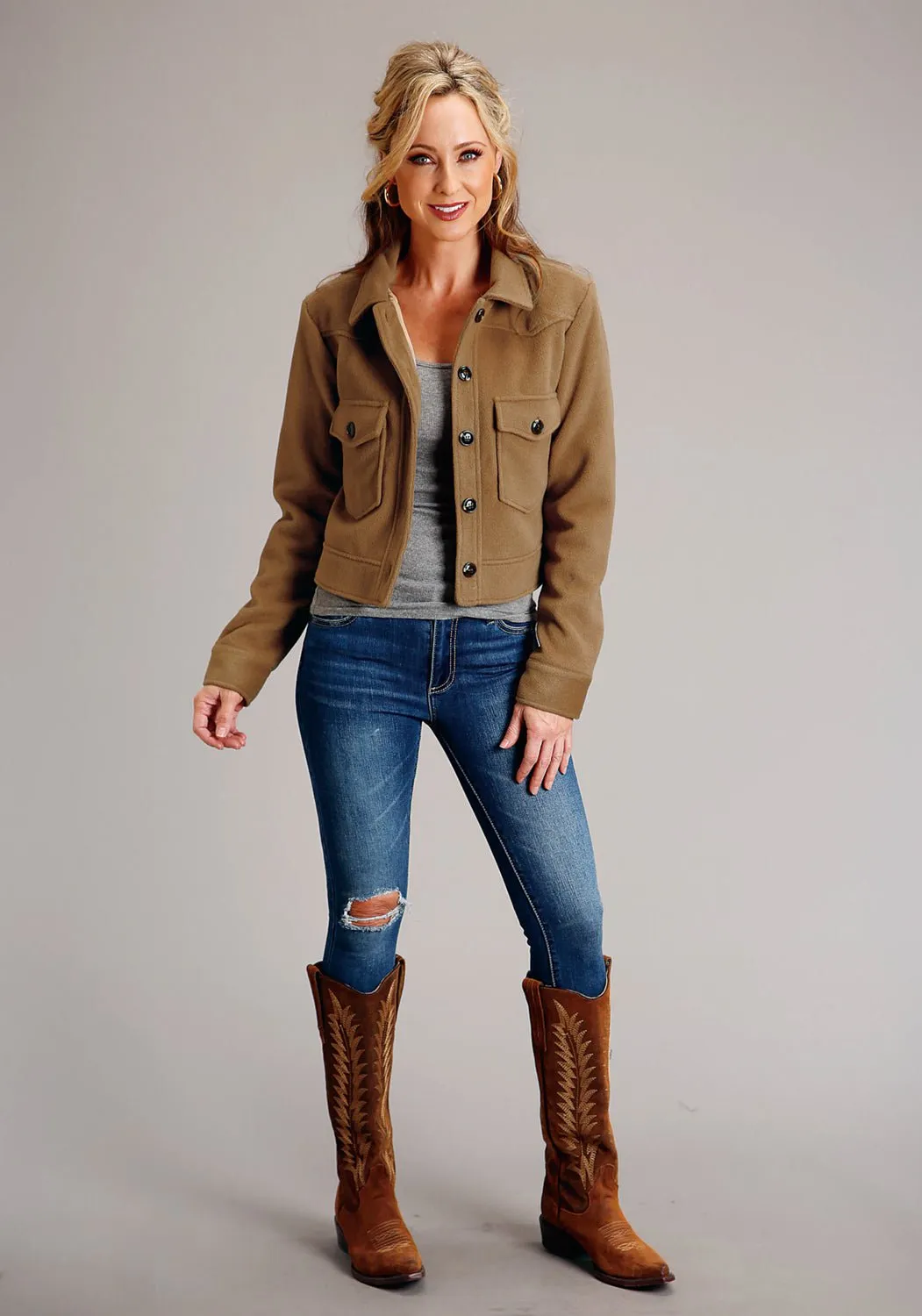 Stetson Womens Oversized Western Camel Wool Blend Wool Jacket Family Style Slim